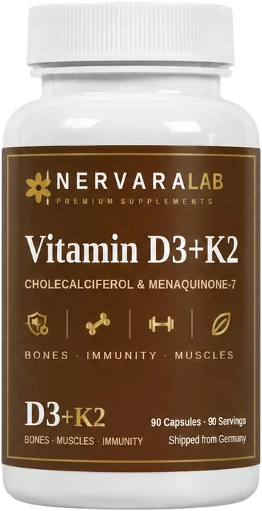 NervaraLab Vitamin D3 + K2 Kapseln, 90 Stück